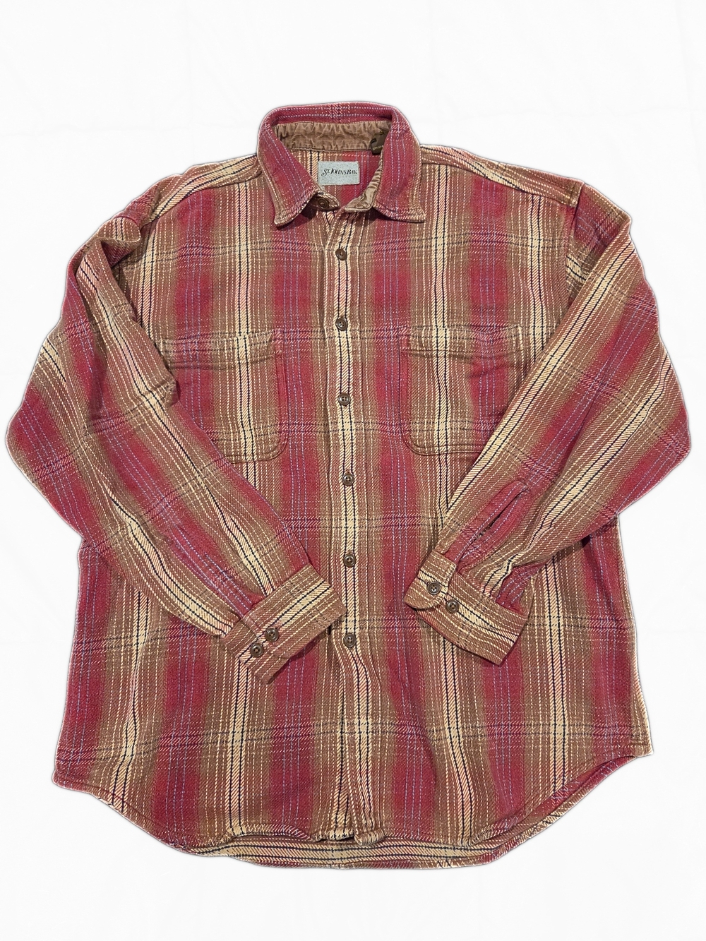 St. John's Bay Red and Tan Plaid Button-Down Shirt